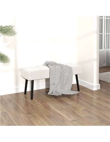 HOMCOM End of Bed Bench, Corduroy Bedroom Bench with Thick Padding and Steel Legs, Tufted Window Seat for Entryway, Living Room,