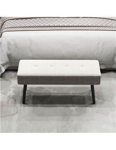 HOMCOM End of Bed Bench, Corduroy Bedroom Bench with Thick Padding and Steel Legs, Tufted Window Seat for Entryway, Living Room,