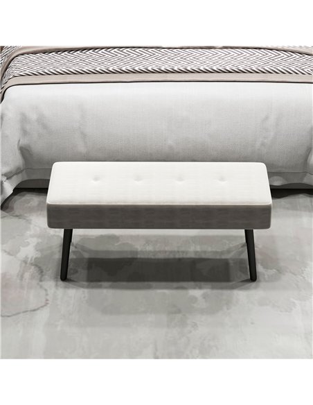 HOMCOM End of Bed Bench, Corduroy Bedroom Bench with Thick Padding and Steel Legs, Tufted Window Seat for Entryway, Living Room, - pic 132274 | FastDaddyshop