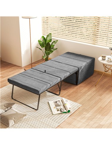 HOMCOM Folding Bed with Linen Sponge Mattress and Dust Cover, Foldable Guest Bed Compact Single Bed with Metal Frame, 69 x 181.5