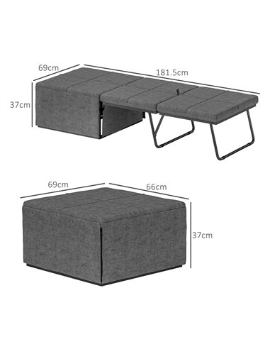 HOMCOM Folding Bed with Linen Sponge Mattress and Dust Cover, Foldable Guest Bed Compact Single Bed with Metal Frame, 69 x 181.5