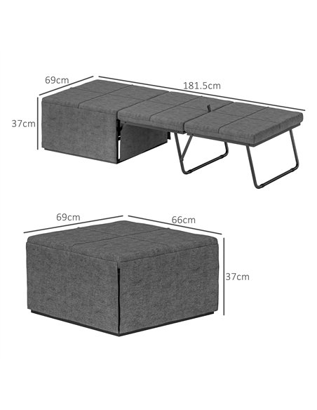 HOMCOM Folding Bed with Linen Sponge Mattress and Dust Cover, Foldable Guest Bed Compact Single Bed with Metal Frame, 69 x 181.5 - pic 132278 | FastDaddyshop