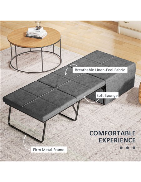 HOMCOM Folding Bed with Linen Sponge Mattress and Dust Cover, Foldable Guest Bed Compact Single Bed with Metal Frame, 69 x 181.5 - pic 132279 | FastDaddyshop