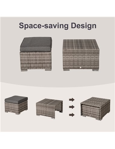 Outsunny 8-Piece Rattan Sofa Set with Cushions, Mixed Grey