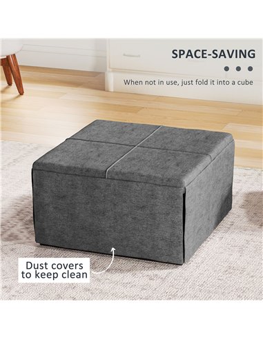 HOMCOM Folding Bed with Linen Sponge Mattress and Dust Cover, Foldable Guest Bed Compact Single Bed with Metal Frame, 69 x 181.5