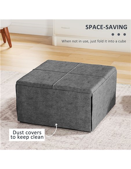 HOMCOM Folding Bed with Linen Sponge Mattress and Dust Cover, Foldable Guest Bed Compact Single Bed with Metal Frame, 69 x 181.5 - pic 132280 | FastDaddyshop