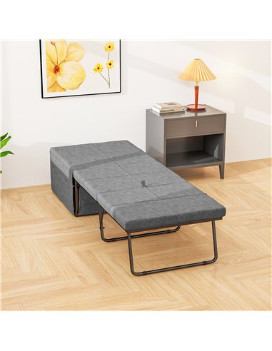 HOMCOM Folding Bed with Linen Sponge Mattress and Dust Cover, Foldable Guest Bed Compact Single Bed with Metal Frame, 69 x 181.5
