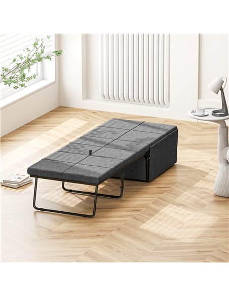 HOMCOM Folding Bed with Linen Sponge Mattress and Dust Cover, Foldable Guest Bed Compact Single Bed with Metal Frame, 69 x 181.5 - pic 132282 | FastDaddyshop