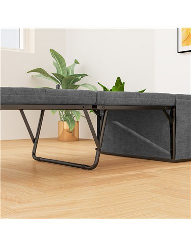 HOMCOM Folding Bed with Linen Sponge Mattress and Dust Cover, Foldable Guest Bed Compact Single Bed with Metal Frame, 69 x 181.5