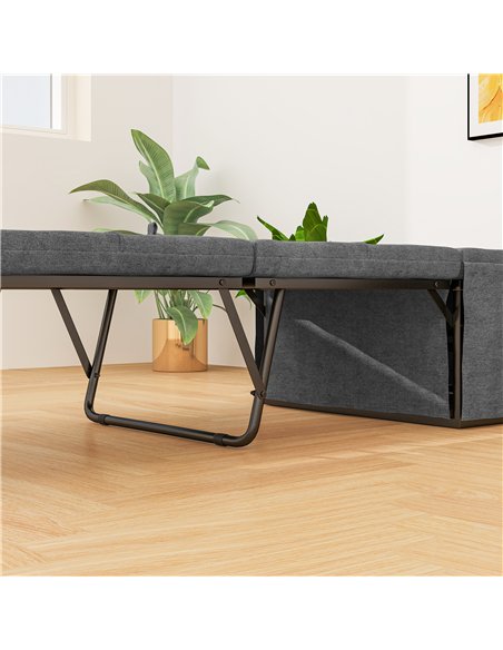 HOMCOM Folding Bed with Linen Sponge Mattress and Dust Cover, Foldable Guest Bed Compact Single Bed with Metal Frame, 69 x 181.5 - pic 132284 | FastDaddyshop