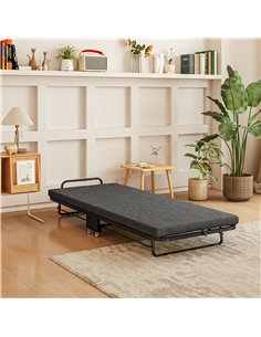 HOMCOM Single Temporary Folding Bed - Grey 2