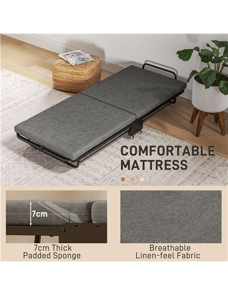 HOMCOM Single Temporary Folding Bed - Grey - pic 132288 | FastDaddyshop