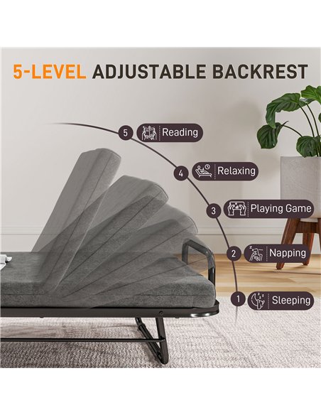 HOMCOM Single Temporary Folding Bed - Grey - pic 132289 | FastDaddyshop