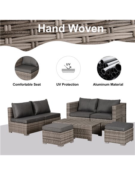 Outsunny 8-Piece Rattan Sofa Set with Cushions, Mixed Grey - pic 13229 | FastDaddyshop