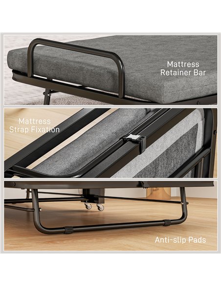 HOMCOM Single Temporary Folding Bed - Grey - pic 132292 | FastDaddyshop