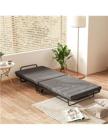HOMCOM Single Temporary Folding Bed - Grey