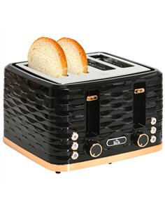 HOMCOM Four-Slice Rippled Toaster - Black