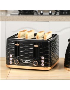 HOMCOM Four-Slice Rippled Toaster - Black 2