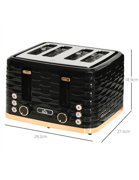 HOMCOM Four-Slice Rippled Toaster - Black - pic 132305 | FastDaddyshop