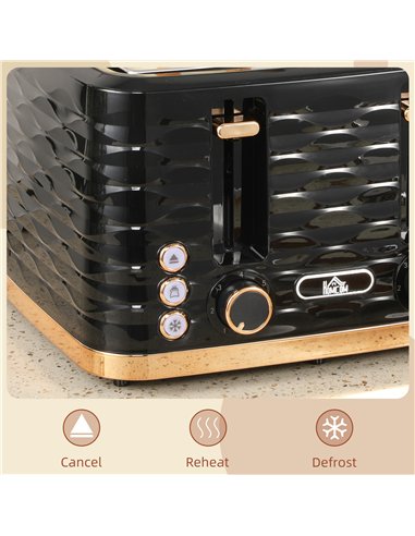 HOMCOM Four-Slice Rippled Toaster - Black
