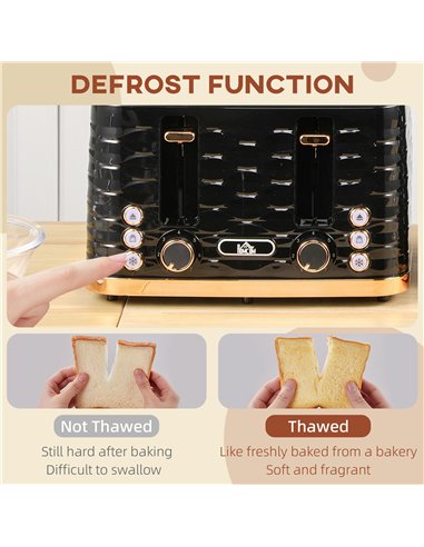 HOMCOM Four-Slice Rippled Toaster - Black