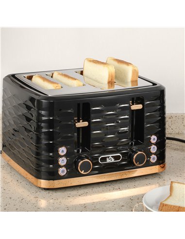 HOMCOM Four-Slice Rippled Toaster - Black