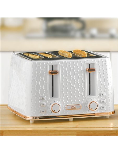 HOMCOM Four-Slice Honeycomb Toaster - White - pic 132313 | FastDaddyshop