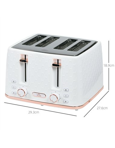 HOMCOM Four-Slice Honeycomb Toaster - White