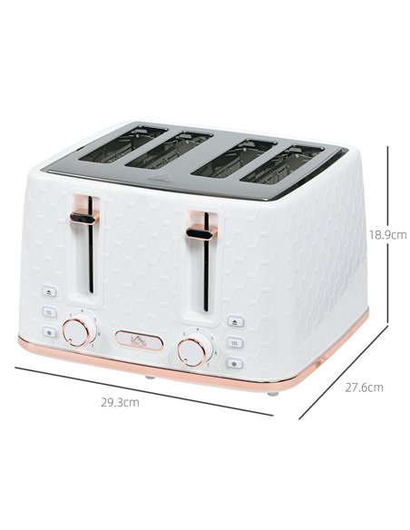 HOMCOM Four-Slice Honeycomb Toaster - White - pic 132314 | FastDaddyshop