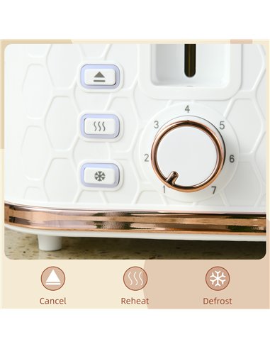 HOMCOM Four-Slice Honeycomb Toaster - White
