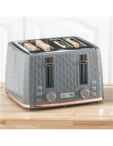 HOMCOM Four-Slice Honeycomb Toaster - Grey