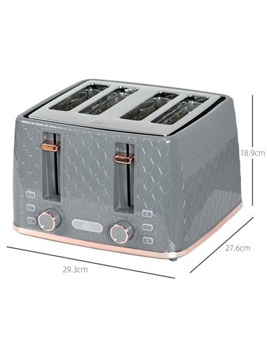 HOMCOM Four-Slice Honeycomb Toaster - Grey
