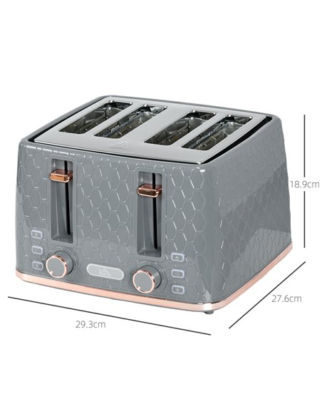 HOMCOM Four-Slice Honeycomb Toaster - Grey - pic 132323 | FastDaddyshop