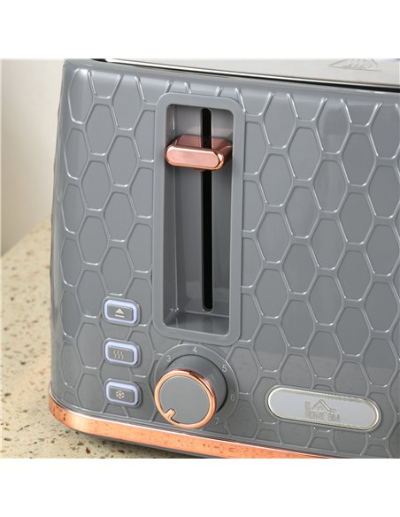 HOMCOM Four-Slice Honeycomb Toaster - Grey - pic 132328 | FastDaddyshop