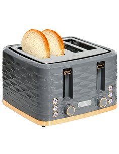 HOMCOM Four-Slice Rippled Toaster - Grey