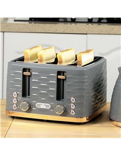 HOMCOM Four-Slice Rippled Toaster - Grey 2