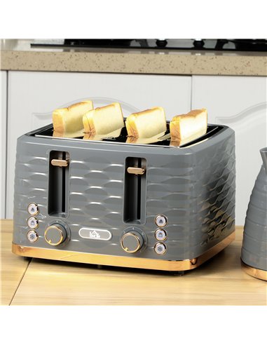 HOMCOM Four-Slice Rippled Toaster - Grey