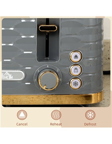 HOMCOM Four-Slice Rippled Toaster - Grey