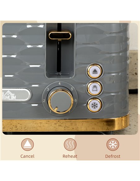 HOMCOM Four-Slice Rippled Toaster - Grey - pic 132333 | FastDaddyshop