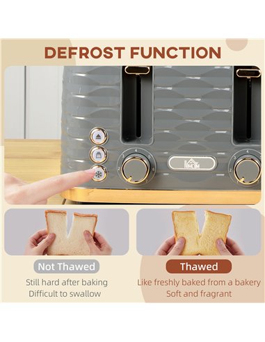 HOMCOM Four-Slice Rippled Toaster - Grey