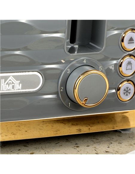 HOMCOM Four-Slice Rippled Toaster - Grey - pic 132338 | FastDaddyshop