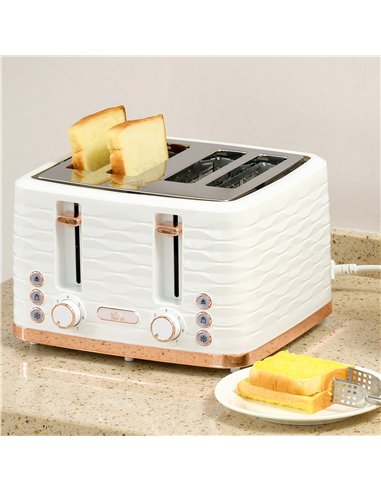 HOMCOM Four-Slice Rippled Toaster - White