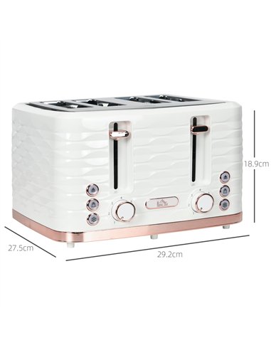 HOMCOM Four-Slice Rippled Toaster - White