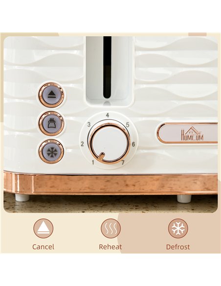 HOMCOM Four-Slice Rippled Toaster - White - pic 132342 | FastDaddyshop