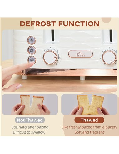 HOMCOM Four-Slice Rippled Toaster - White