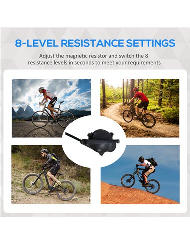 HOMCOM Indoor Bike Trainer, Foldable Turbo Trainer Bike Stand with 8 Level Magnetic Resistance, for 650C, 700C or 26"-29" Wheels