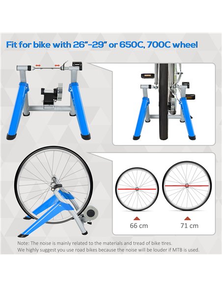 HOMCOM Indoor Bike Trainer, Foldable Turbo Trainer Bike Stand with 8 Level Magnetic Resistance, for 650C, 700C or 26"-29" Wheels - pic 132354 | FastDaddyshop