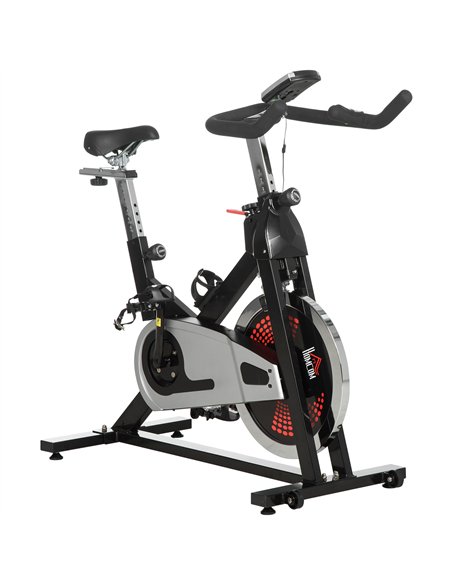 HOMCOM Indoor Exercise Bike, Stationary Bike, Cycling Machine with Adjustable Seat & Resistance, Wheels, 18kg Flywheel, Cup Hold - pic 132375 | FastDaddyshop