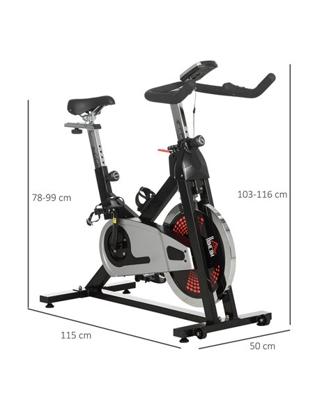 HOMCOM Indoor Exercise Bike, Stationary Bike, Cycling Machine with Adjustable Seat & Resistance, Wheels, 18kg Flywheel, Cup Hold - pic 132377 | FastDaddyshop