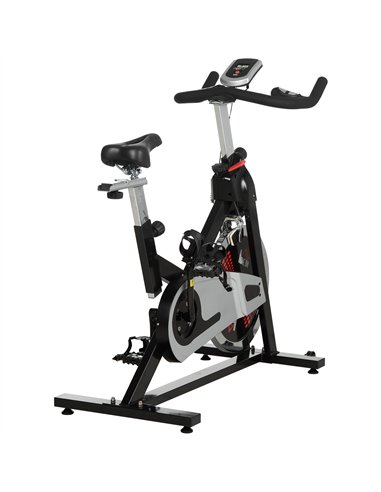 HOMCOM Indoor Exercise Bike, Stationary Bike, Cycling Machine with Adjustable Seat & Resistance, Wheels, 18kg Flywheel, Cup Hold
